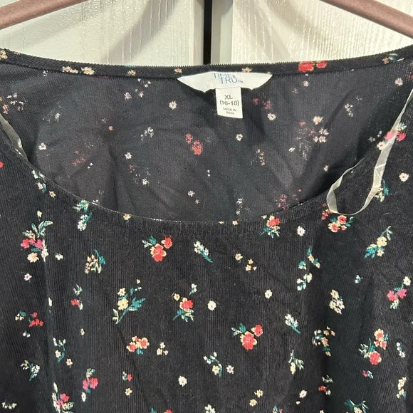 Time and Tru Corduroy Floral Long Sleeve Dress - Picture 4 of 5